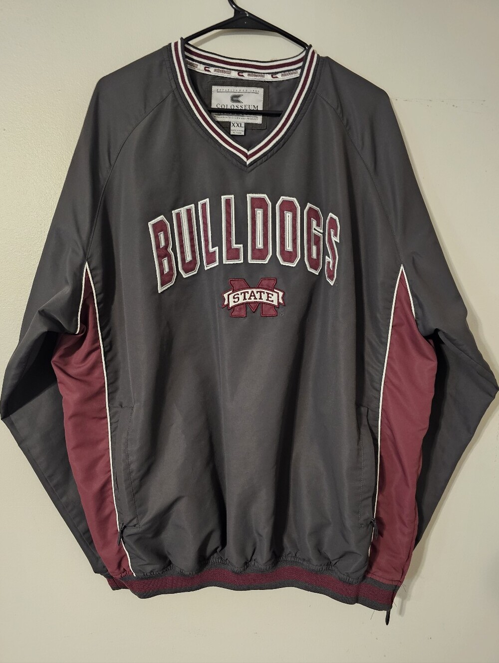 Vintage Colosseum Mississippi State Bulldogs Windbreaker Gray & Maroon Size XXL